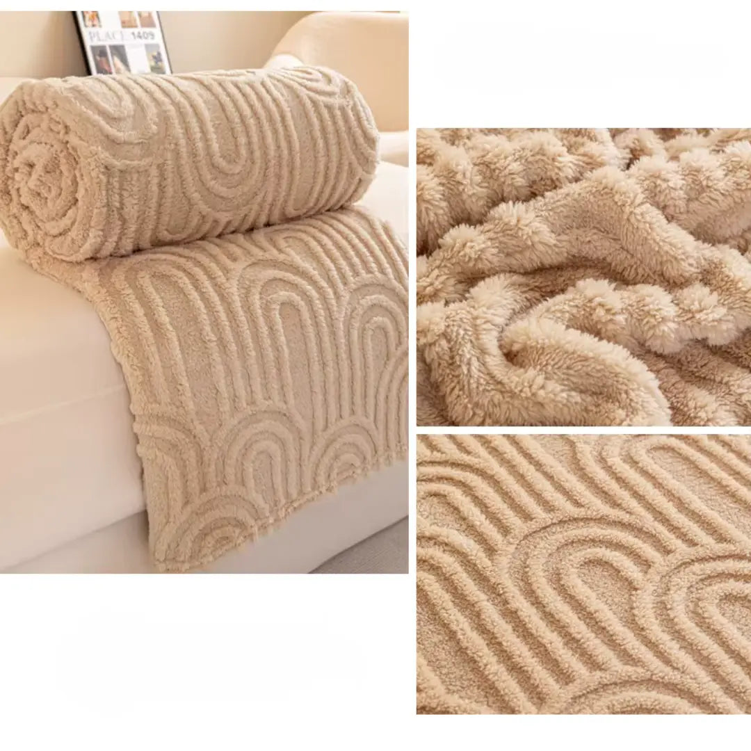 TeddyFleece | Fluffy Cozy Fleece Throw Blanket with Elegant Plaid Texture 1