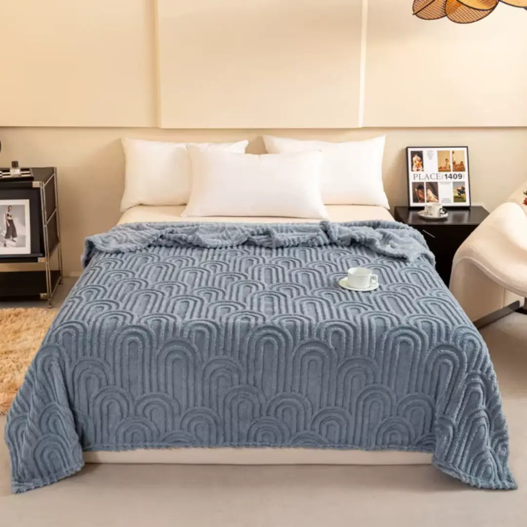 TeddyFleece | Fluffy Cozy Fleece Throw Blanket with Elegant Plaid Texture 5
