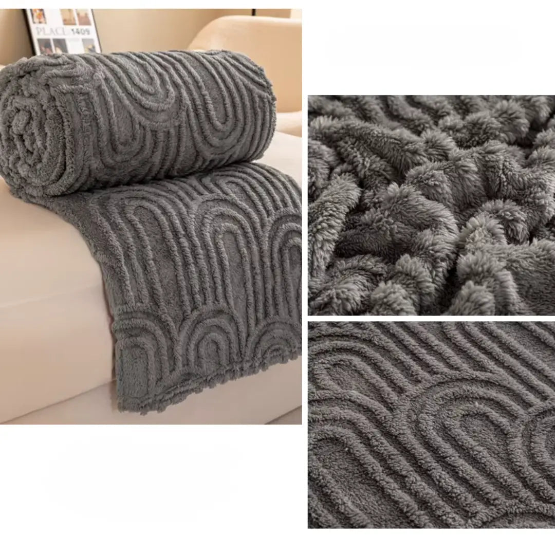 TeddyFleece | Fluffy Cozy Fleece Throw Blanket with Elegant Plaid Texture 7