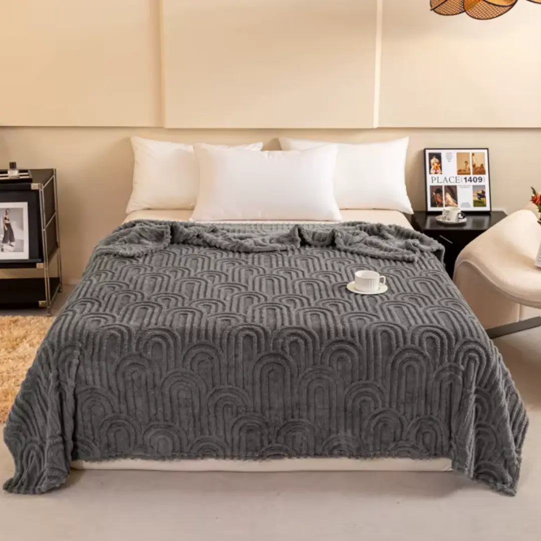TeddyFleece | Fluffy Cozy Fleece Throw Blanket with Elegant Plaid Texture 8