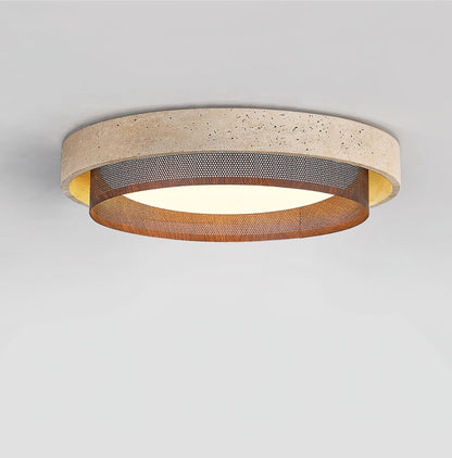 TerraStone | Elegant Unique Yellow Travertine Ceiling Light Fixture 5