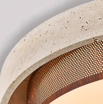 TerraStone | Elegant Unique Yellow Travertine Ceiling Light Fixture 7