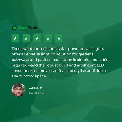 Solar Powered LED Outdoor Wall Light for Patio and Pathway
