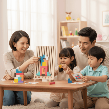 TetraWood | Engaging Colorful Montessori Stacking Logic Game 1