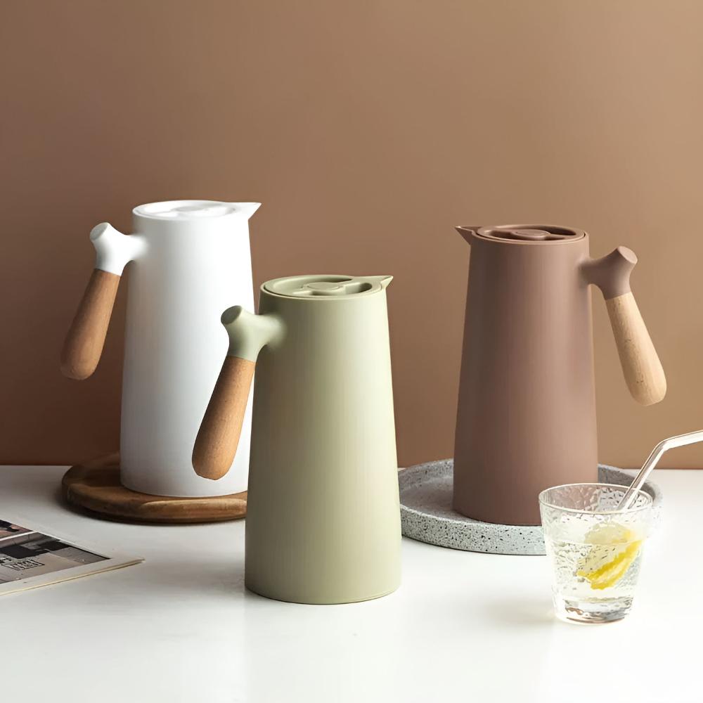 Hot Coffee Server with Insulated Wooden Handle