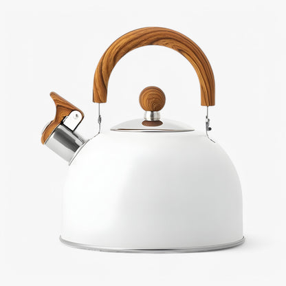 Classic Metal Whistling Tea Kettle with Wood Grip