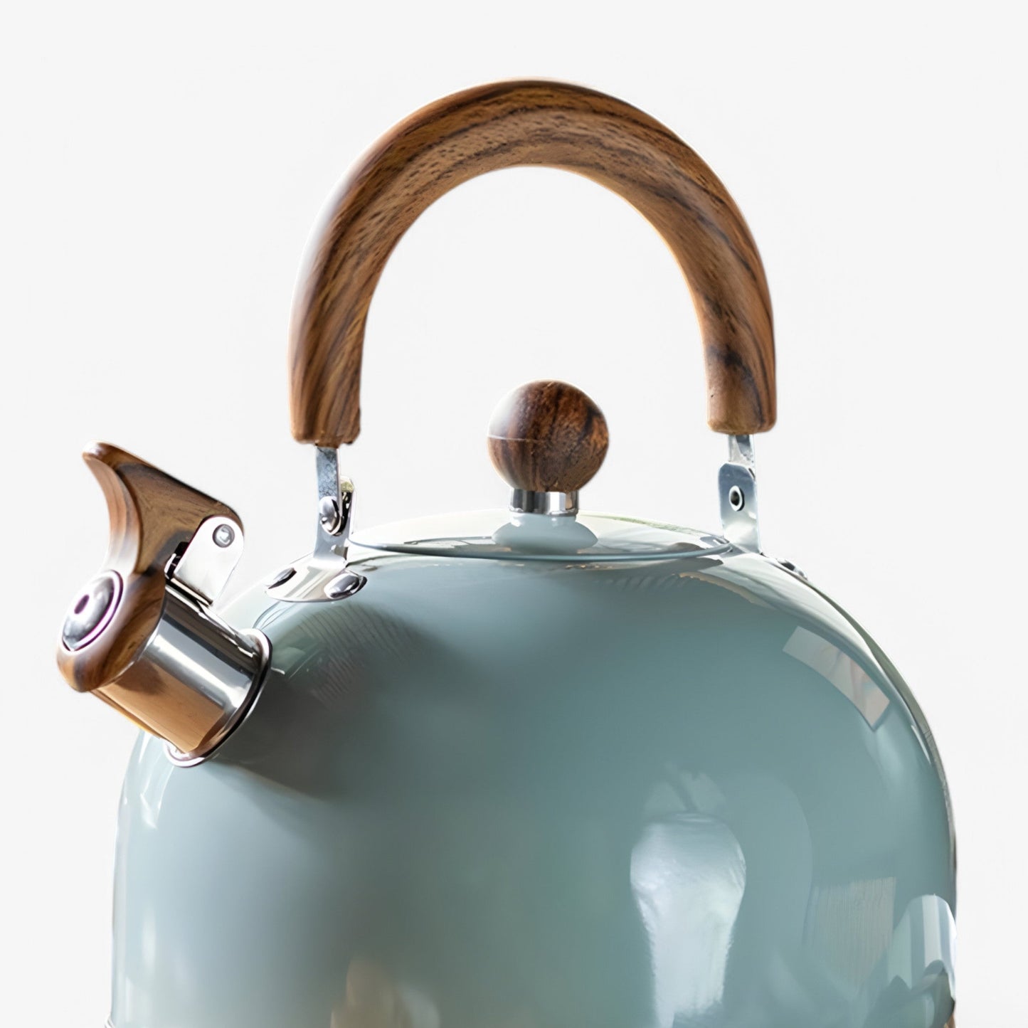 Classic Metal Whistling Tea Kettle with Wood Grip