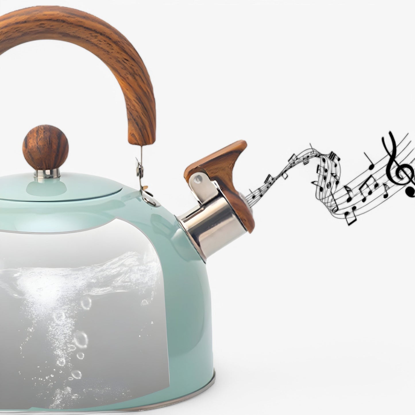 Classic Metal Whistling Tea Kettle with Wood Grip