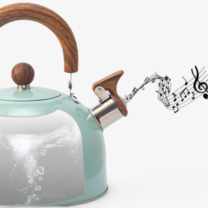 Classic Metal Whistling Tea Kettle with Wood Grip
