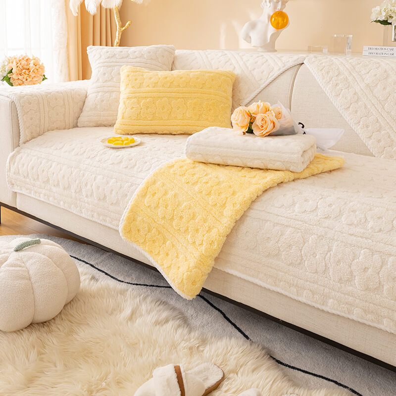 Colorful Floral Print Cozy Fleece Sofa Throw