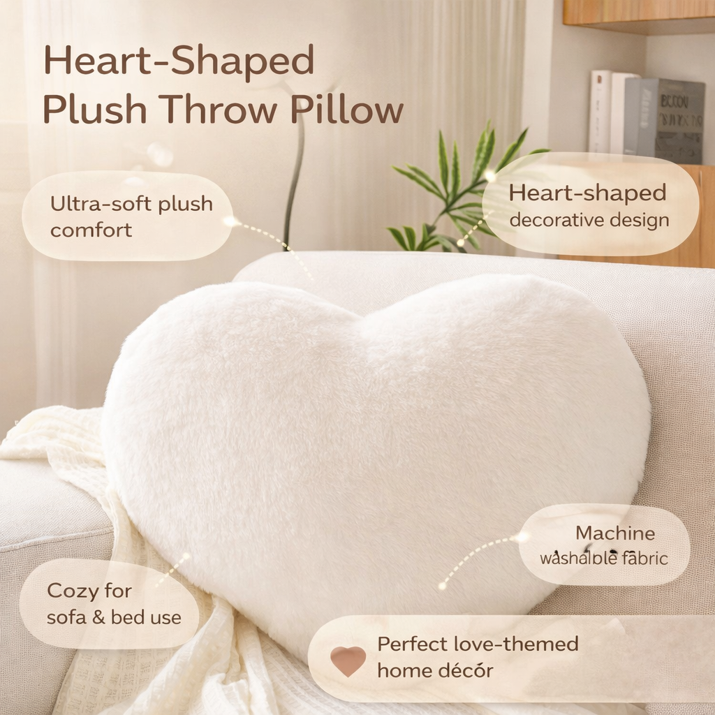 Soft Heart Shaped Cushion for Home Decor