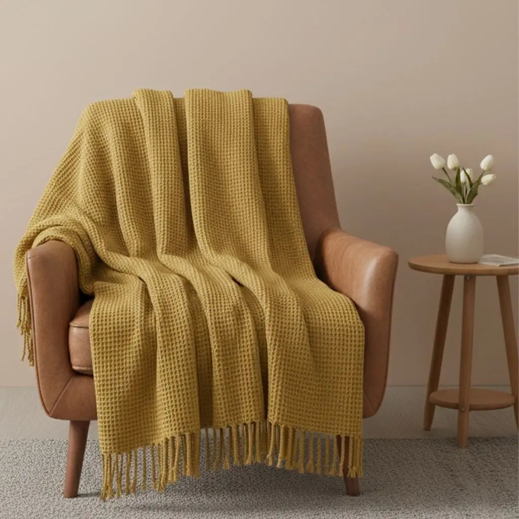 Cashmere throw blanket with double layer construction and crystal texture for comfortable napping