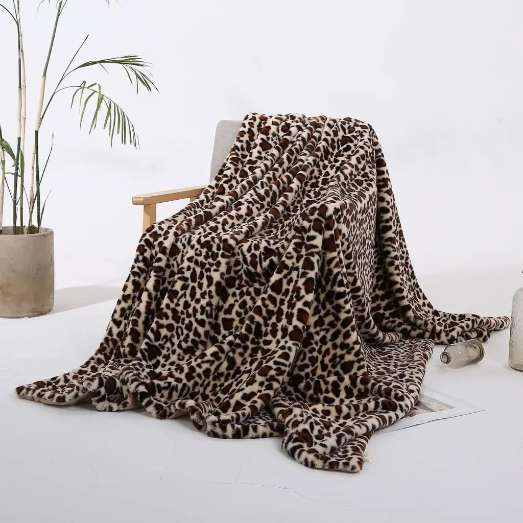 Soft Fuzzy Leopard Throw Blanket - Lusomart