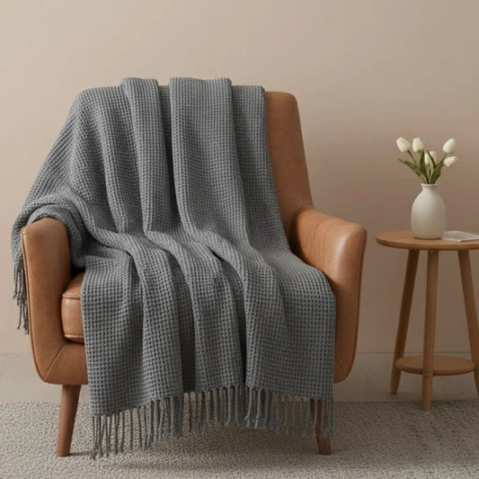 Plush Winter Waffle Weave Throw Blanket - Lusomart