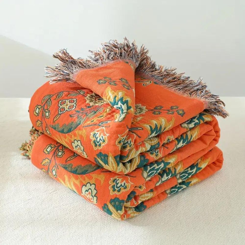 Soft Reversible Floral Blanket Cotton Throw Bed Cover