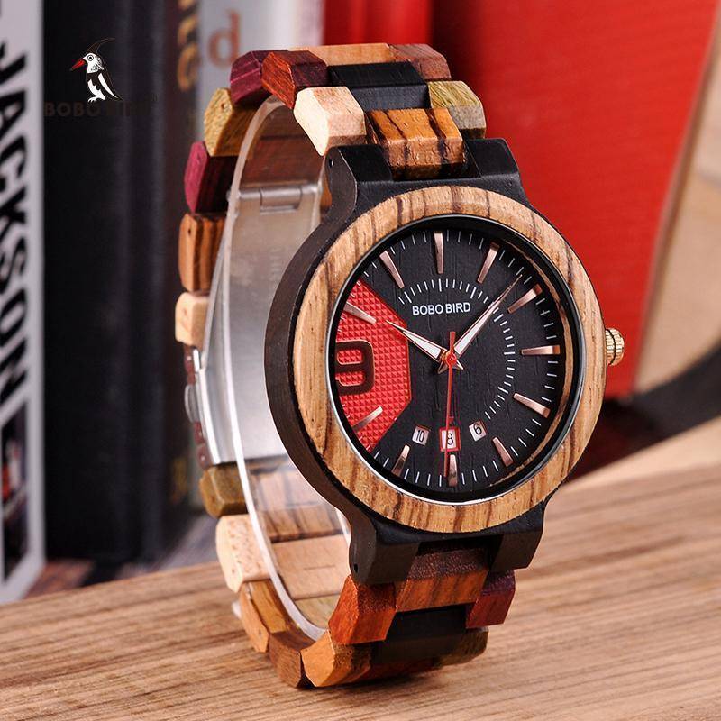 Rustic Wooden Men's Quartz Watch with Date - Lusomart