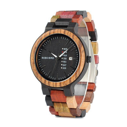 Classic Wood Quartz Men's Watch with Date - Lusomart