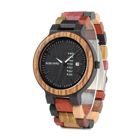 Classic Wood Quartz Men's Watch with Date - Lusomart