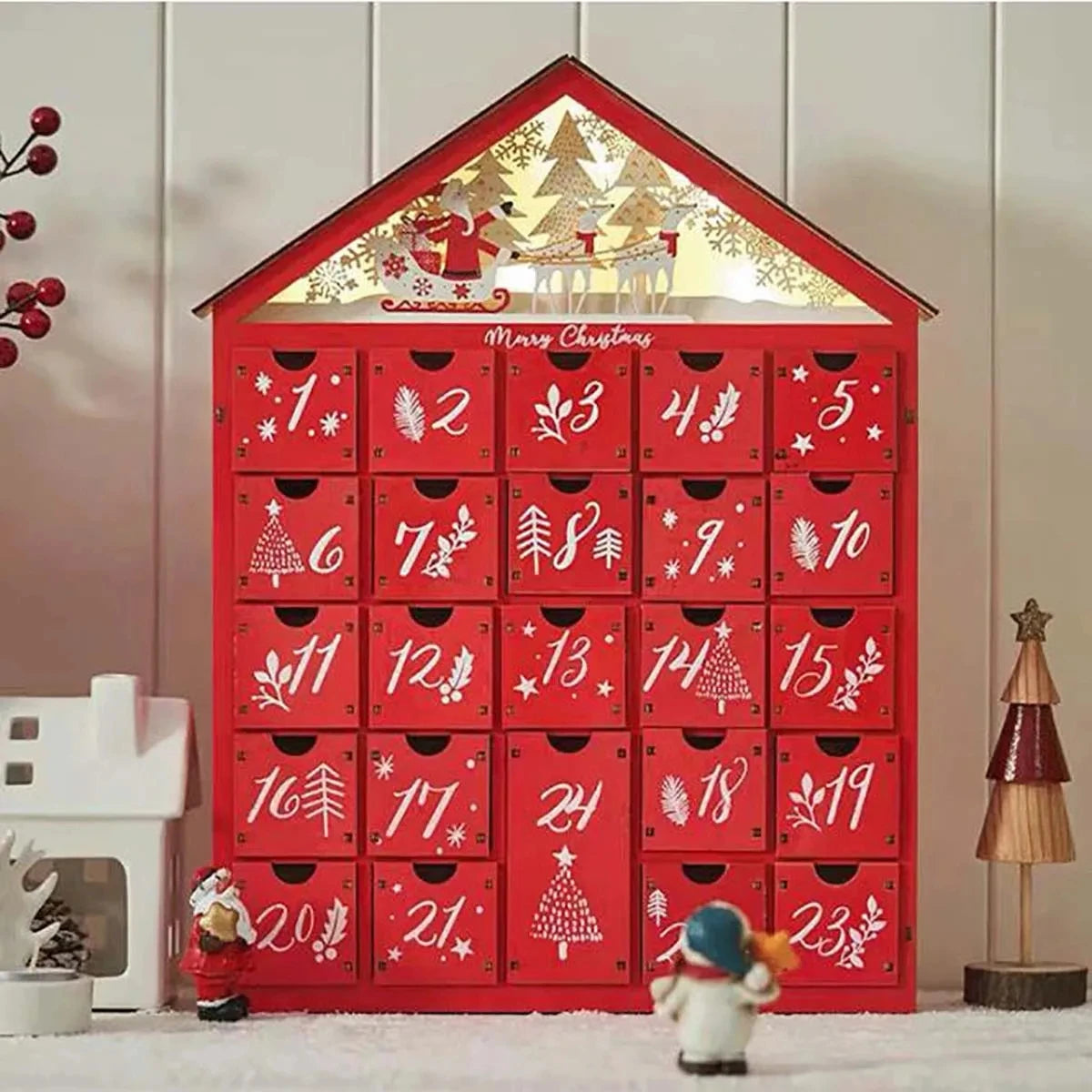 Cozy Wooden LED Christmas Countdown Calendar Light - Lusomart