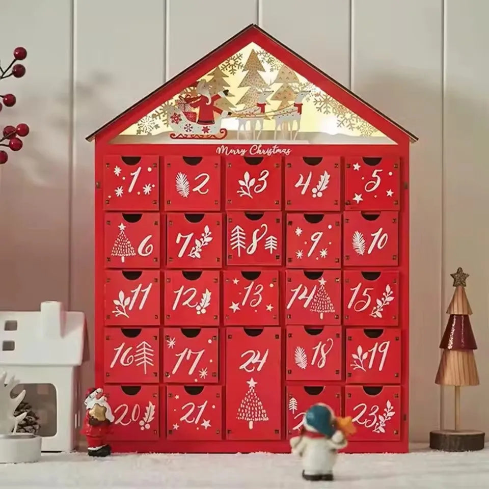 TimberGlow | Elegant Wooden Advent Calendar with Decorative Holiday Lights 1