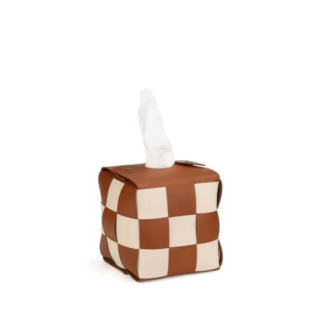 PU material tissue box organizer for countertop storage and vanity organization needs