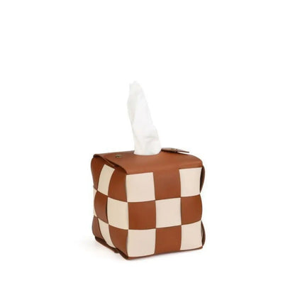 PU material tissue box organizer for countertop storage and vanity organization needs