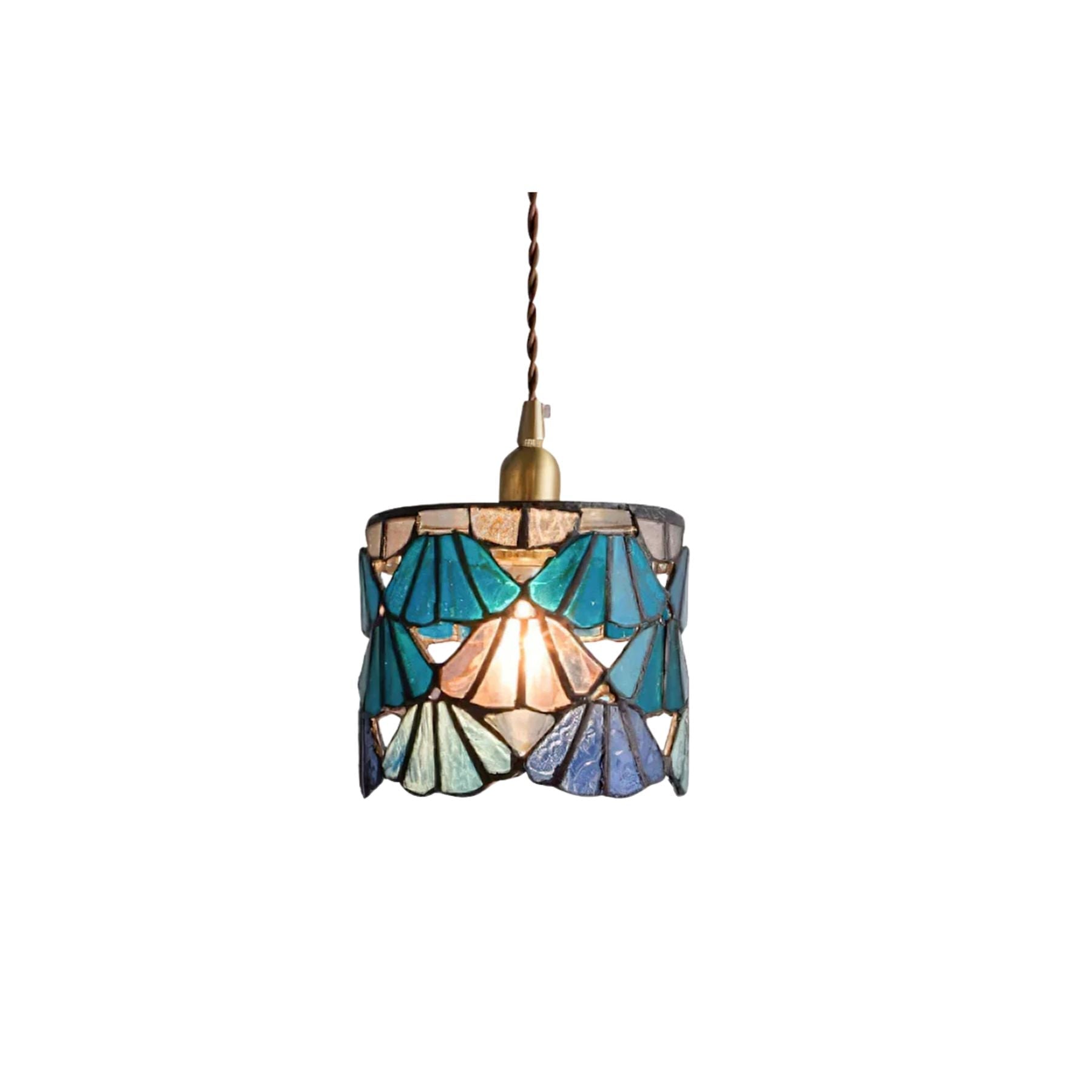 TizaGlass | Elegant Artistic Brass Tiffany Pendant Light Fixture 1