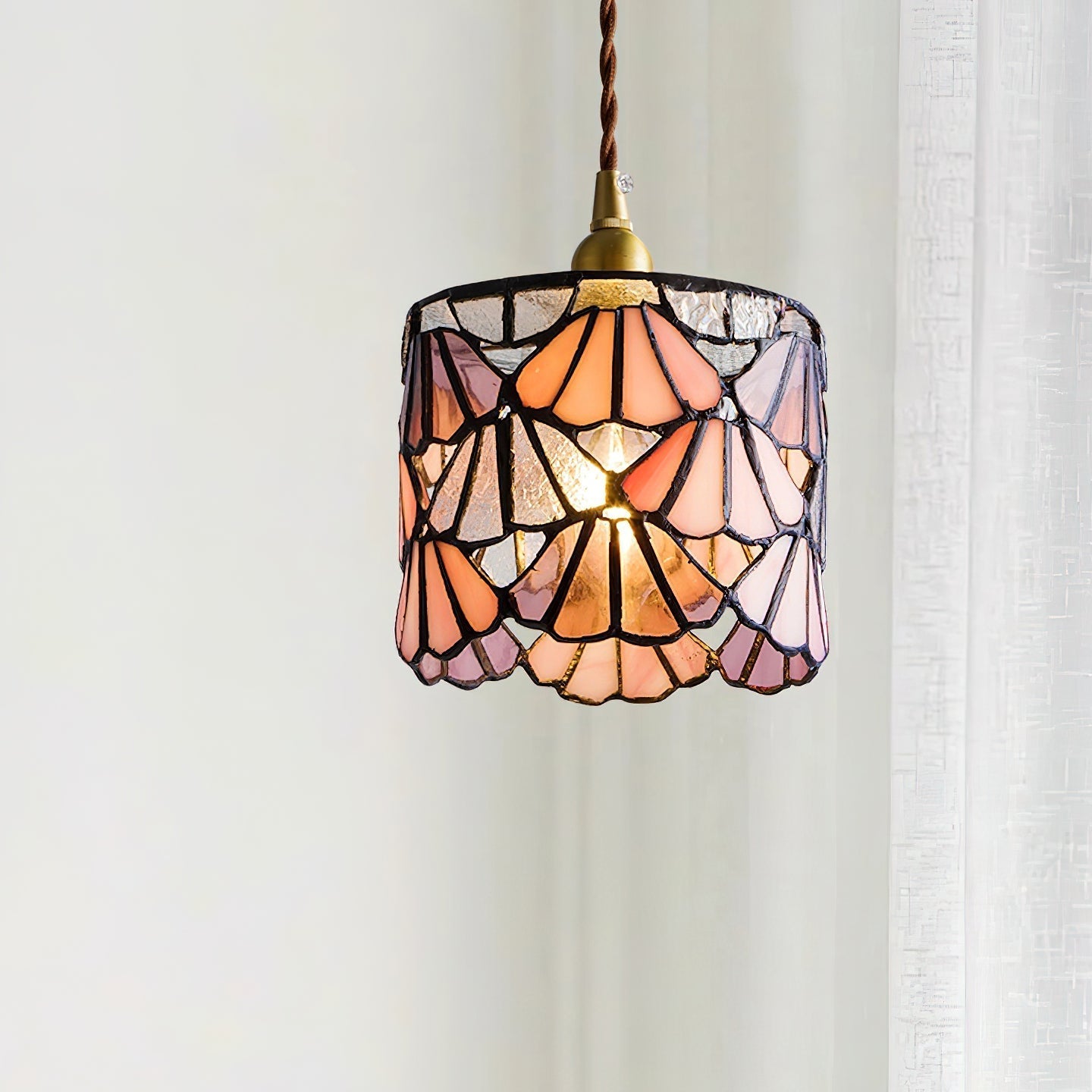 TizaGlass | Elegant Artistic Brass Tiffany Pendant Light Fixture 3