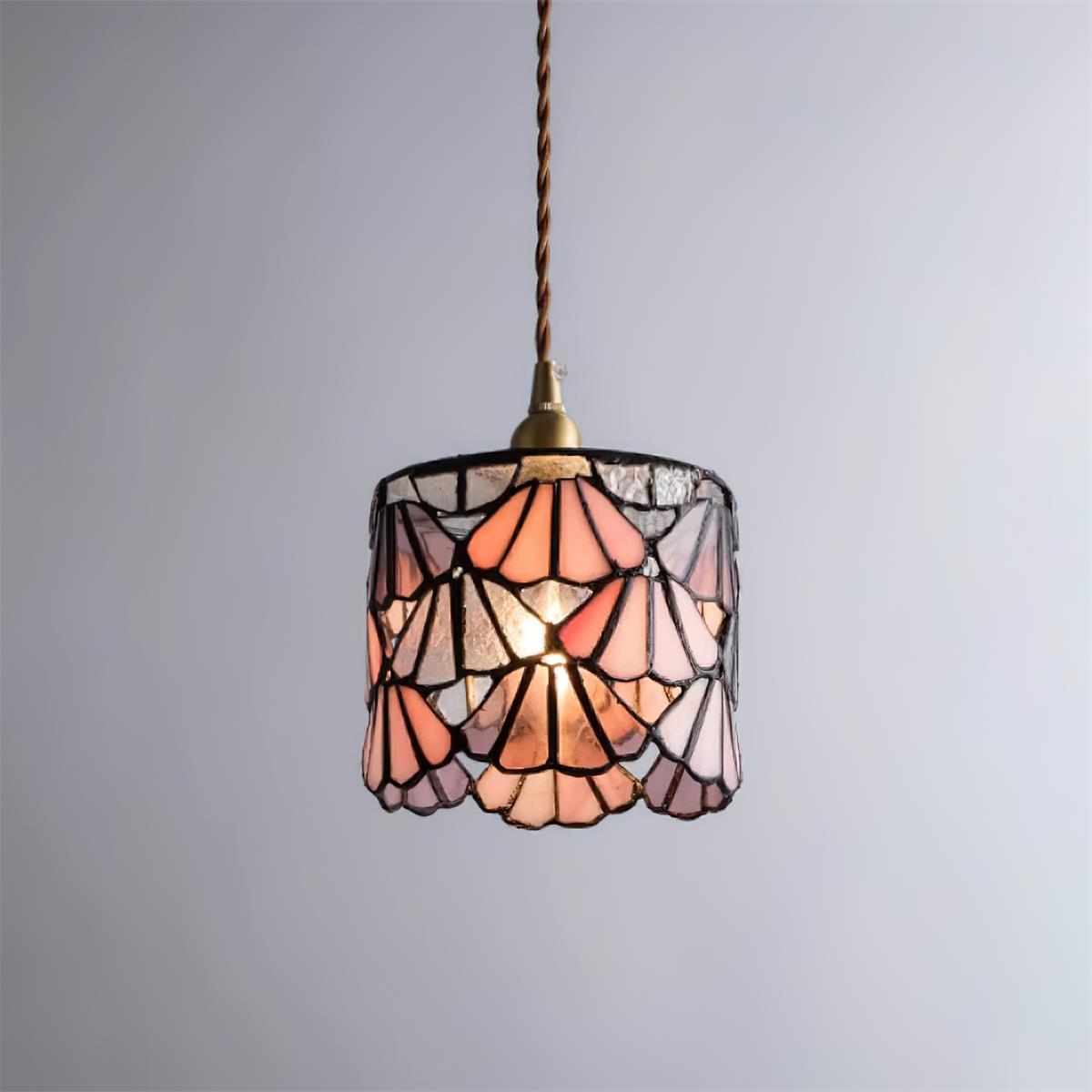 TizaGlass | Elegant Artistic Brass Tiffany Pendant Light Fixture 6