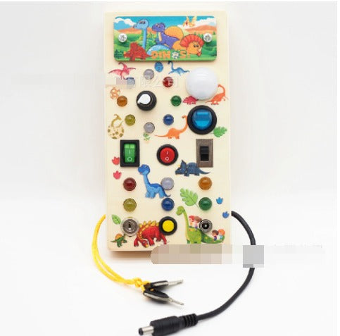 Toddler’s Interactive Game Board Montessori Wooden Toy with LED Lights and Switches 2