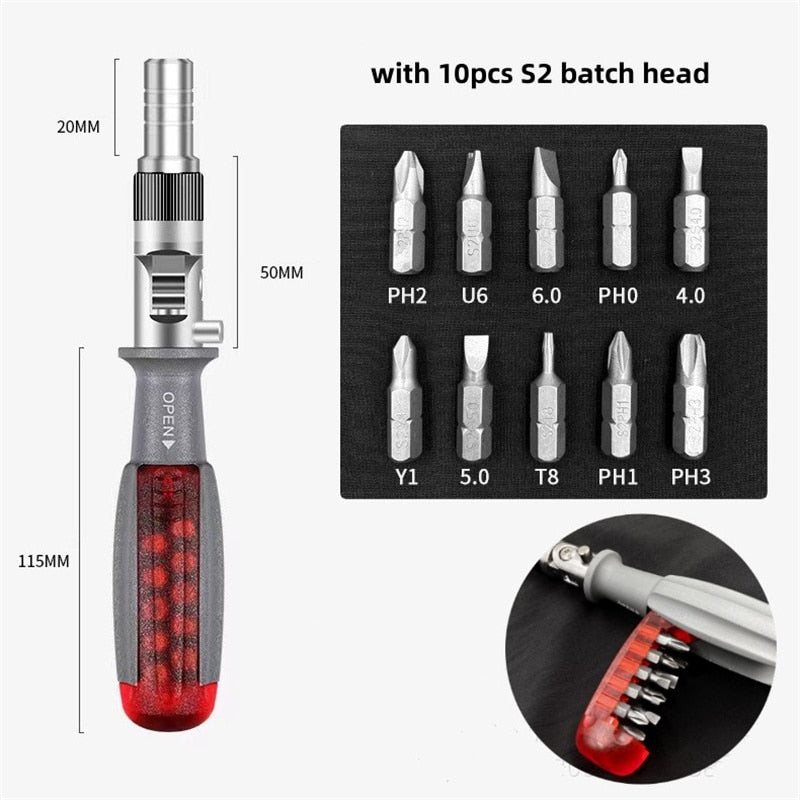 Compact Adjustable Folding Screwdriver Kit - Lusomart