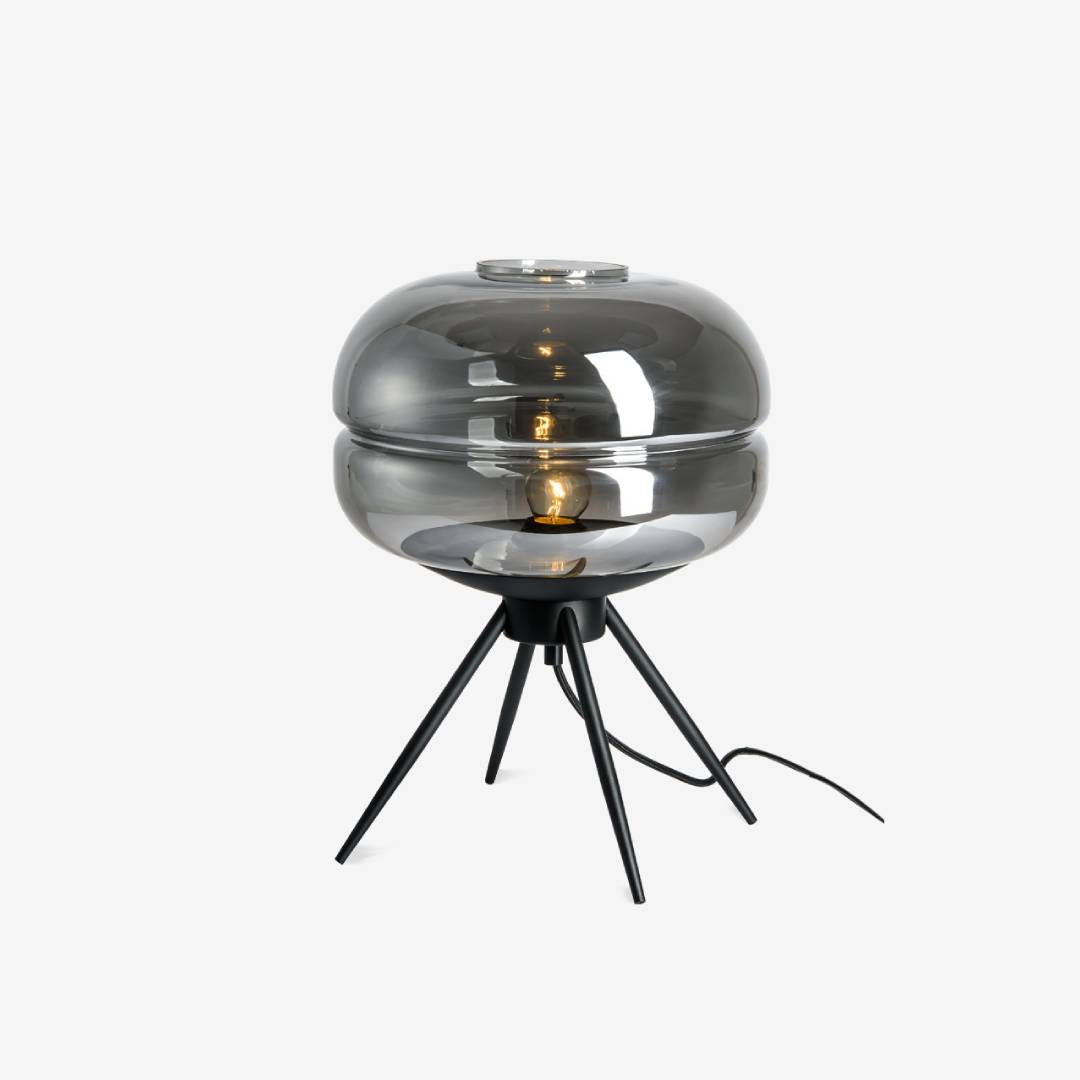 Sleek Black Glass Desk Lamp With Chic Metal Base