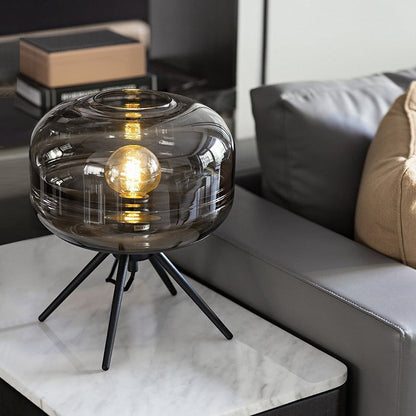 Sleek Black Glass Desk Lamp With Chic Metal Base