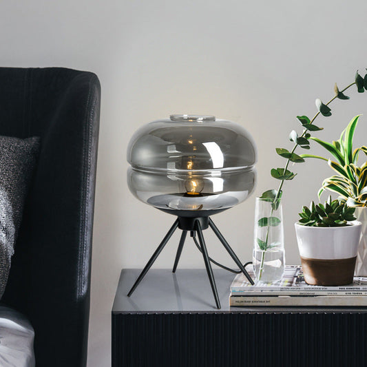 Sleek Black Glass Desk Lamp With Chic Metal Base - Lusomart