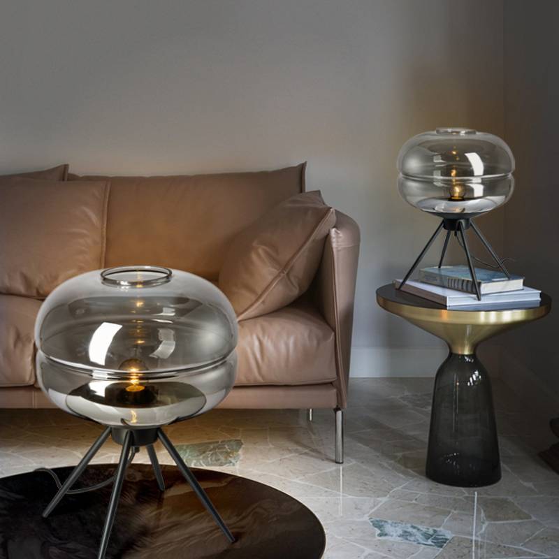 Sleek Black Glass Desk Lamp With Chic Metal Base