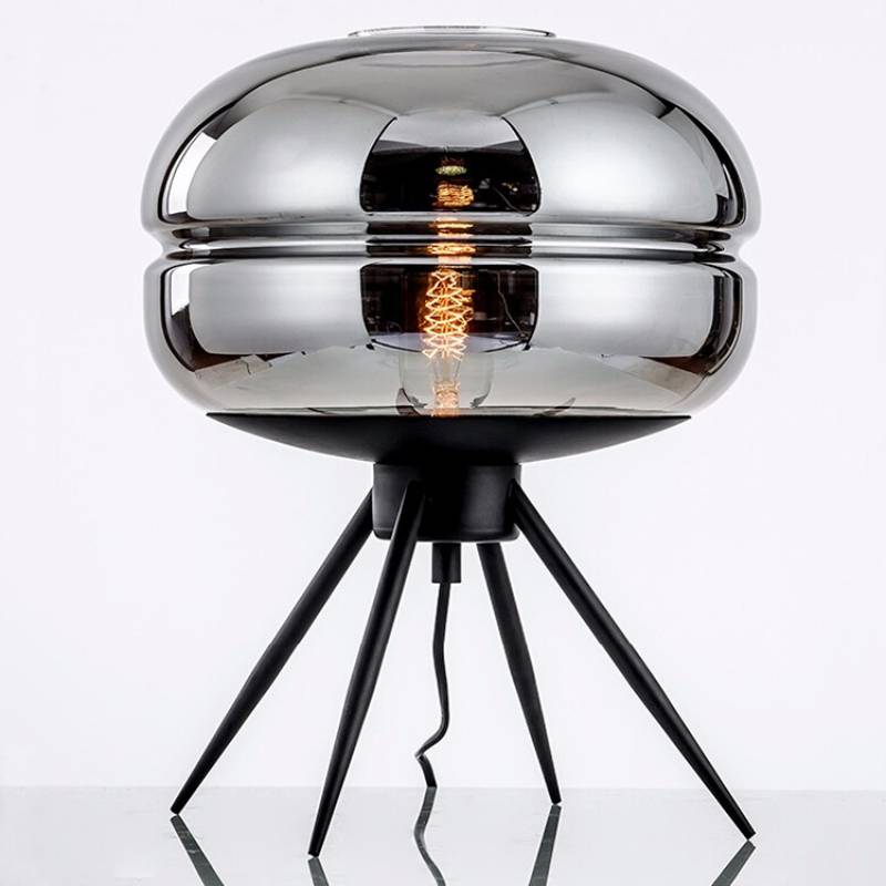 Sleek Black Glass Desk Lamp With Chic Metal Base
