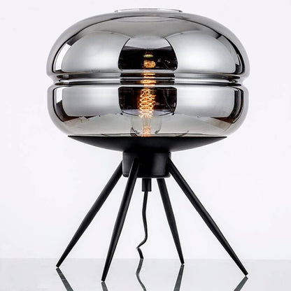 Sleek Black Glass Desk Lamp With Chic Metal Base