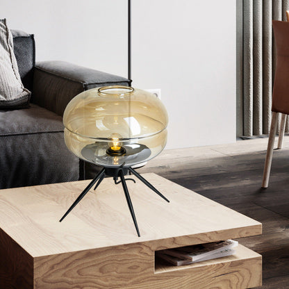 Sleek Black Glass Desk Lamp With Chic Metal Base