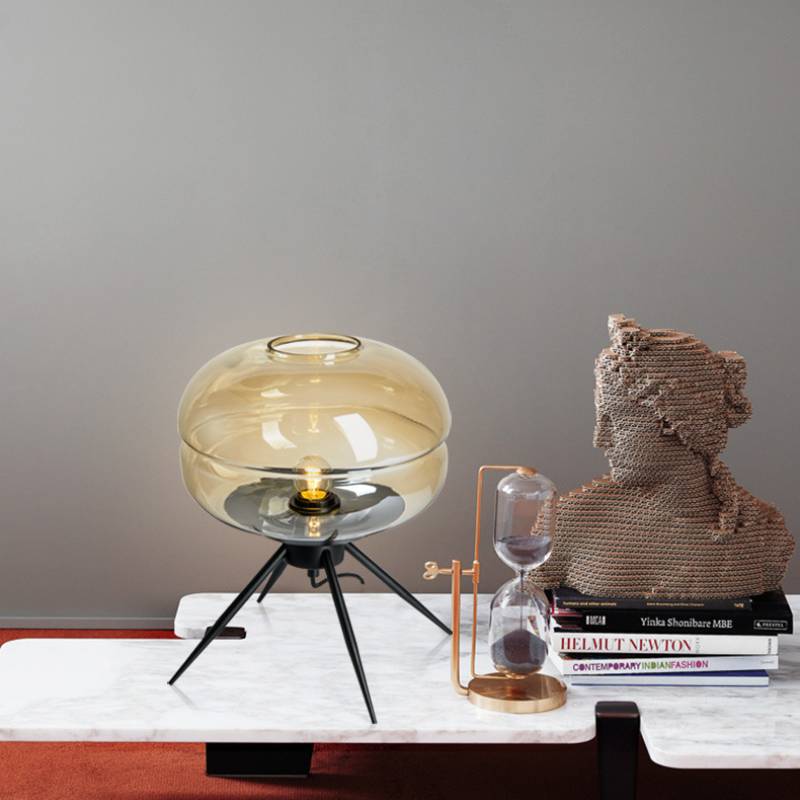 Sleek Black Glass Desk Lamp With Chic Metal Base