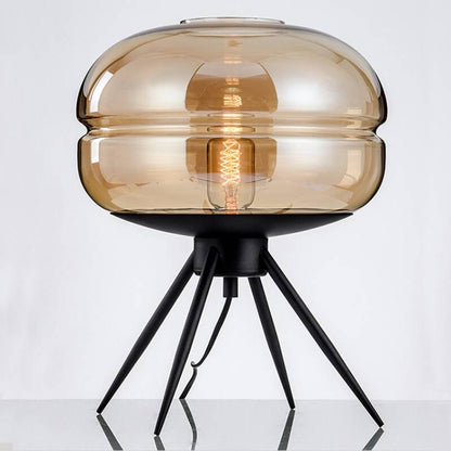 Sleek Black Glass Desk Lamp With Chic Metal Base