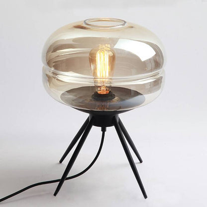 Sleek Black Glass Desk Lamp With Chic Metal Base