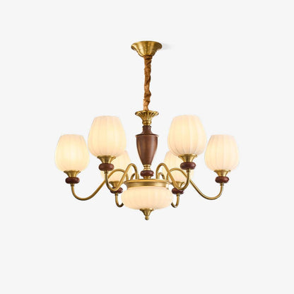 Luxury Gold Walnut Crystal Ceiling Lamp
