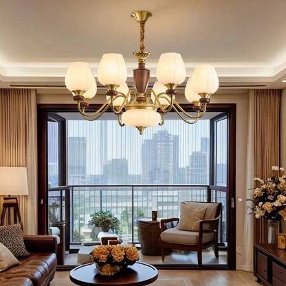 Luxury Gold Walnut Crystal Ceiling Lamp