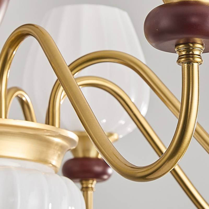 Luxury Gold Walnut Crystal Ceiling Lamp