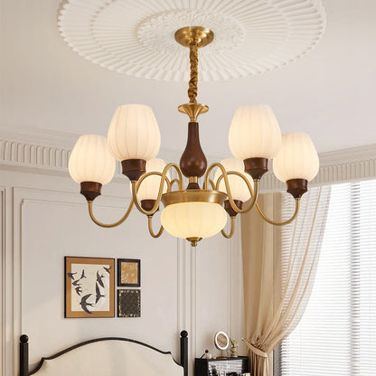Luxury Gold Walnut Crystal Ceiling Lamp - Lusomart