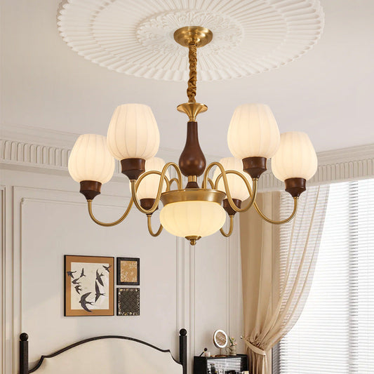 Luxury Gold Walnut Crystal Ceiling Lamp - Lusomart