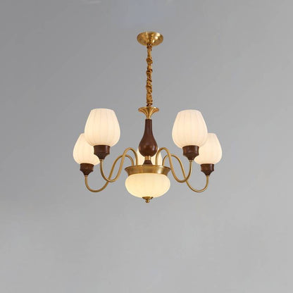 Luxury Gold Walnut Crystal Ceiling Lamp