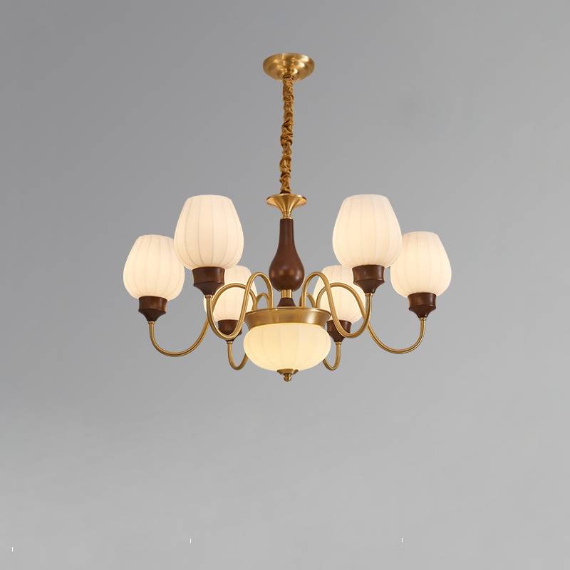 Luxury Gold Walnut Crystal Ceiling Lamp
