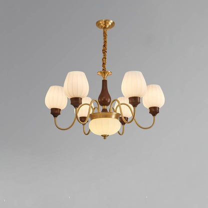Luxury Gold Walnut Crystal Ceiling Lamp