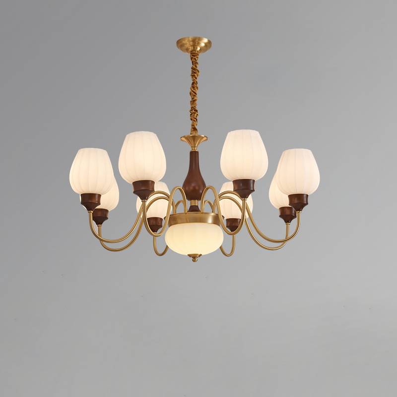 Luxury Gold Walnut Crystal Ceiling Lamp